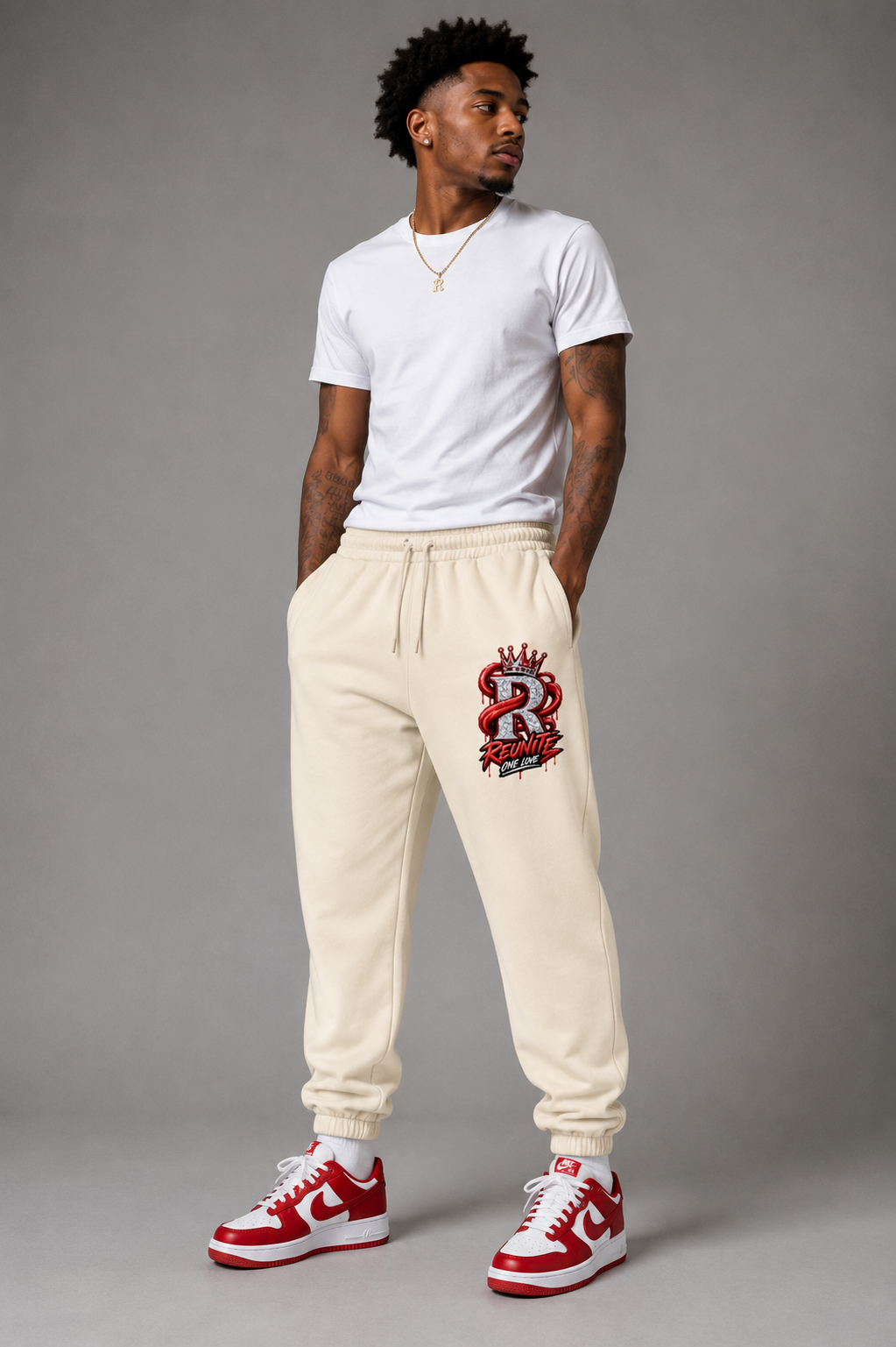 Reunite One Love Crowned Diamond R Jogger Design    Unisex Heavyweight Fleece Joggers