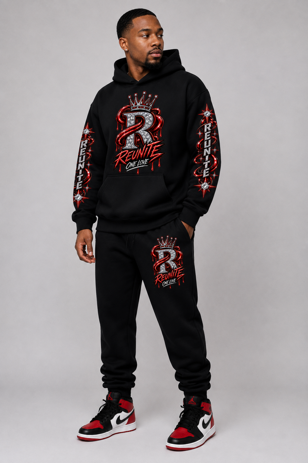 Reunite One Love Crowned Diamond R Jogger Design   Fleeced Jogger Sweatpants
