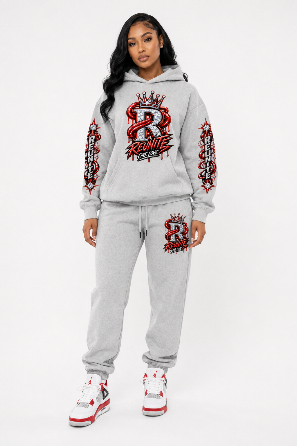 Reunite One Love Crowned Diamond R Jogger Design   Fleeced Jogger Sweatpants