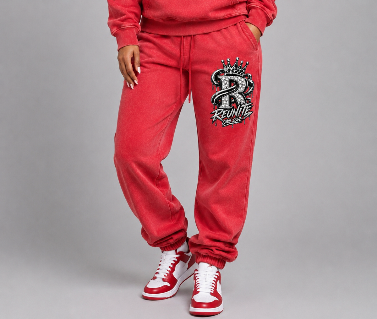 Reunite One Love Crowned Diamond R Jogger Design   Fleeced Jogger Sweatpants