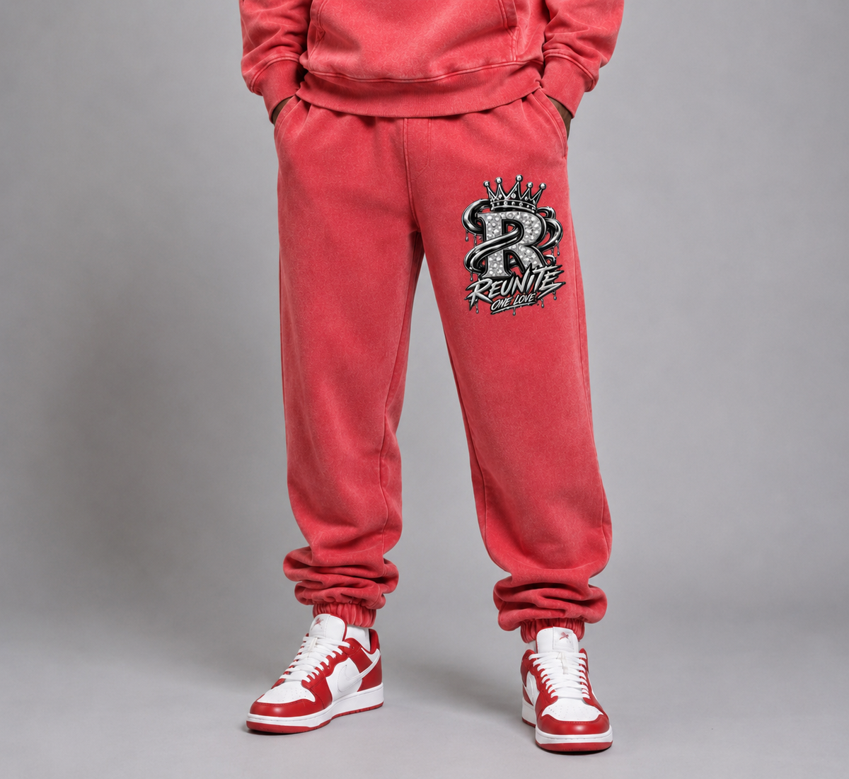 Reunite One Love Crowned Diamond R Jogger Design   Fleeced Jogger Sweatpants