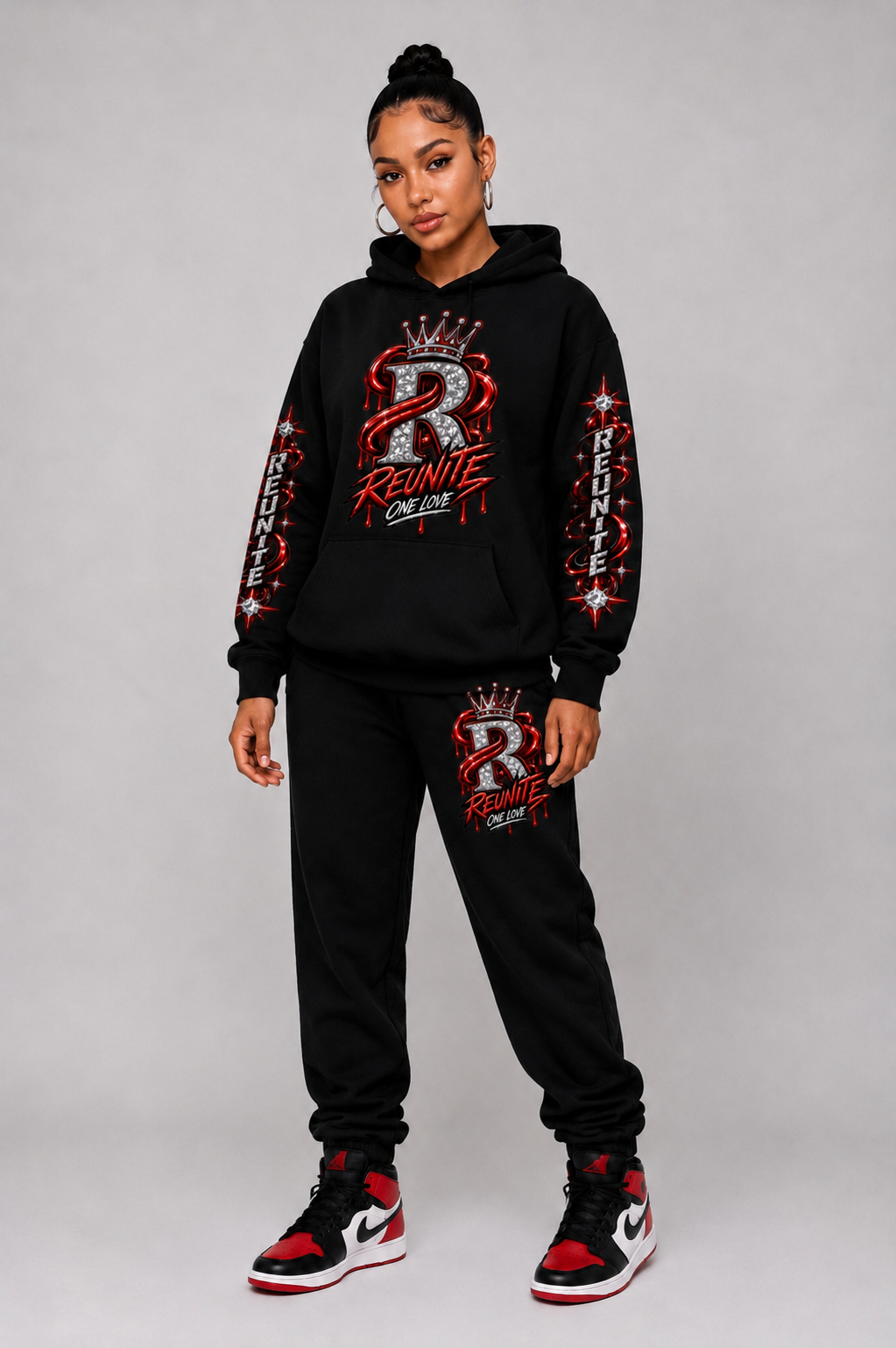 Reunite One Love Crowned Diamond R Jogger Design   Fleeced Jogger Sweatpants